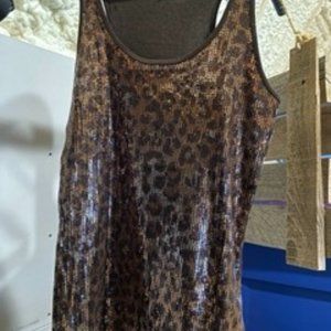 Sequin leopard tank top